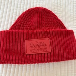 Coach Women's Red Knit Beanie